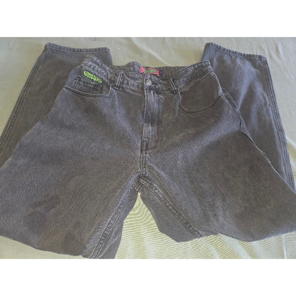 Empyre Loose Fit Black Acid Wash Carpenter Jeans Size 9 Skater Goth Streetwear
